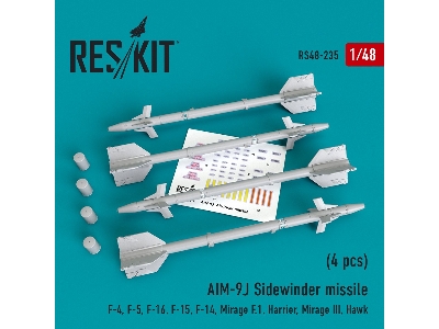 Aim-9j Sidewinder Missile (4 Pcs) F-4, F-5, F-16, F-15, F-14, Mirage F.1, Harrier, Mirage Iii, Hawk - image 1