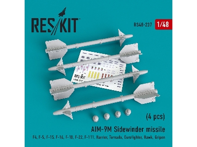 Aim-9m Sidewinder Missile (4 Pcs) F4, F-5, F-15, F-16, F-18, F-22, F-111, Harrier, Tornado, Eurofighter, Hawk, Gripen - image 1