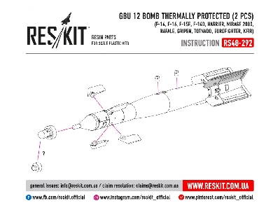 Gbu 12 Bomb Thermally Protected 2 Pcs F-14b, F-16, F-15e, F-14d, Harrier, Rafale, Mirage 2000, Gripen, Totnado,eurofighter, Kfir