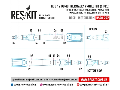 Gbu 12 Bomb Thermally Protected 2 Pcs F-14b, F-16, F-15e, F-14d, Harrier, Rafale, Mirage 2000, Gripen, Totnado,eurofighter, Kfir