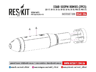 Odab-500pm Bombs 2pcs Su-17, Su-25, Su-24, Su-33, Su-34, Su-35, Mig-23, Mig-27 - image 2