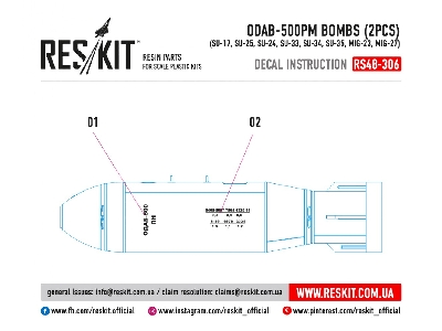 Odab-500pm Bombs 2pcs Su-17, Su-25, Su-24, Su-33, Su-34, Su-35, Mig-23, Mig-27 - image 3