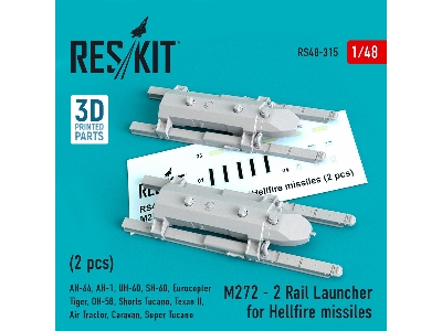 M272 - 2 Rail Launcher For Hellfire Missiles (2 Pcs) (Ah-64, Ah-1, Uh-60, Sh-60, Eurocopter Tiger, Oh-58, Shorts Tucano, Texan I