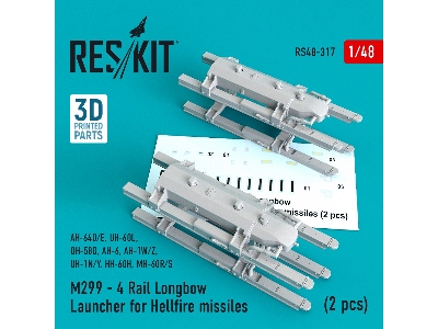 M299 - 4 Rail Longbow Launcher For Hellfire Missiles (2 Pcs) (Ah-64d/E, Uh-60l, Oh-58d, Ah-6, Ah-1w/Z, Uh-1n/Y, Hh-60h, Mh-60r/S