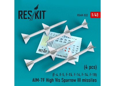 Aim-7f High Vis Sparrow Iii Missiles 4pcs F-4, F-5, F-15, F-16, F-14, F-18 - image 1