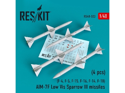 Aim-7f Low Vis Sparrow Iii Missiles 4pcs F-4, F-5, F-15, F-16, F-14, F-18 - image 1