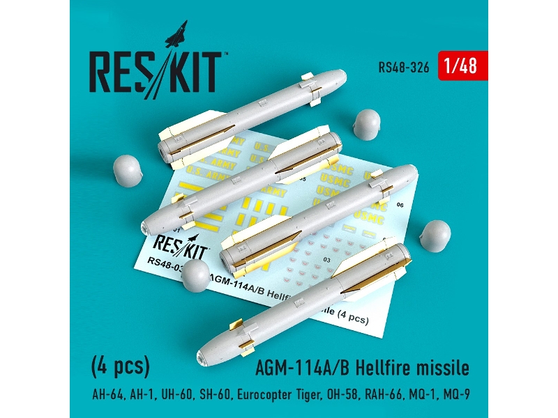 Agm-114a/B Hellfire Missiles (4 Pcs) (Ah-64, Ah-1, Uh-60, Sh-60, Eurocopter Tiger, Oh-58, Rah-66, Mq-1, Mq-9) - image 1