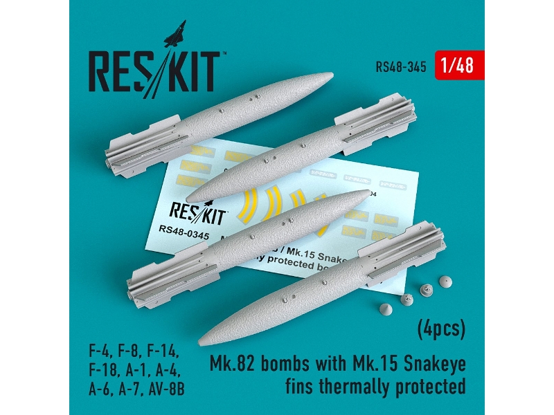 Mk.82 Bomb With Mk.15 Snakeye Fins Thermally Protected (4pcs)(F-4, F-8, F-14 F-18, A-1, A-4, A-6, A-7, Av-8b) - image 1