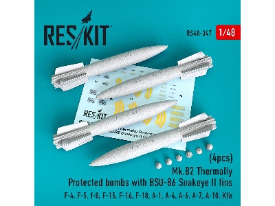 Mk.82 Thermally Protected Bombs With Bsu-86 Snakeye Ii Fins (4pcs) (F-4, F-5, F-8, F-15, F-16, F-18, A-1, A-4, A-6, A-7, A-10, K