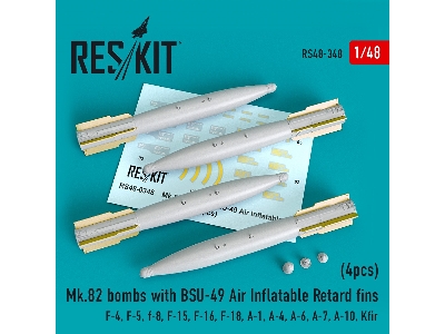 Mk.82 Bombs With Bsu-49 Air Inflatable Retard Fins (4pcs) (F-4, F-5, F-8, F-15, F-16, F-18, A-1, A-4, A-6, A-7, A-10, Kfir) - im