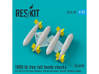 1000 Lb Free Fall Bomb Checks (114 Tail-947 Tail Fuze) (Canberra, Harrier, Buccaneer, Tornado, Phantom, Hunter) (4 Pcs) - image 