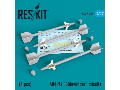 Aim-9j Sidewinder Missile (4 Pcs) F-4, F-5, F-16, F-15, F-14, Mirage F.1, Harrier, Mirage Iii, Hawk - image 1