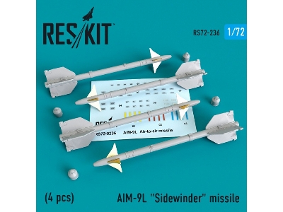 Aim-9l Sidewinder Missile (4 Pcs) F4, F-5, F-15, F-16, F-18, F-22, F-111, Harrier, Tornado, Eurofighter, Hawk, Gripe - image 1