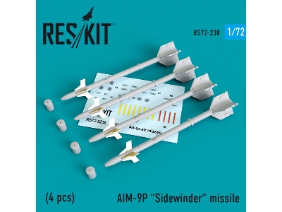 Aim-9p Sidewinder Missile (4 Pcs) F-4, F-5, F-16, F-15, F-14, Mirage F.1, Harrier, Mirage Iii, Hawk, Mirage 2000 - image 1