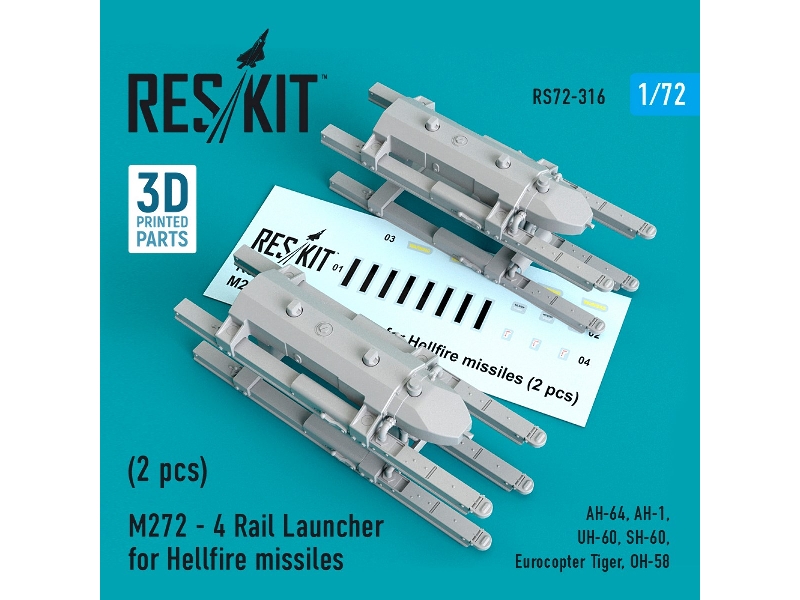 M272 - 4 Rail Launcher For Hellfire Missiles (2 Pcs) (Ah-64, Ah-1, Uh-60, Sh-60, Eurocopter Tiger, Oh-58) - image 1