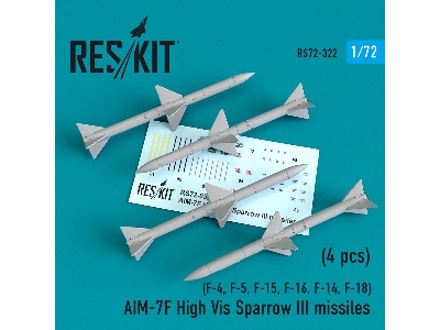 Aim-7f High Vis Sparrow Iii Missiles 4pcs F-4, F-5, F-15, F-16, F-14, F-18 - image 1