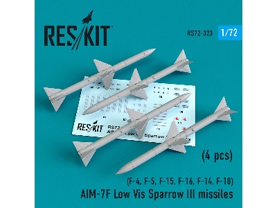 Aim-7f Low Vis Sparrow Iii Missiles 4pcs F-4, F-5, F-15, F-16, F-14, F-18 - image 1