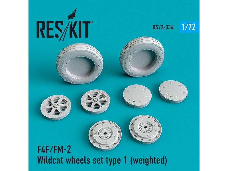 F4f/Fm-2 Wildcat Wheels Set Type 1 Weighted - image 1