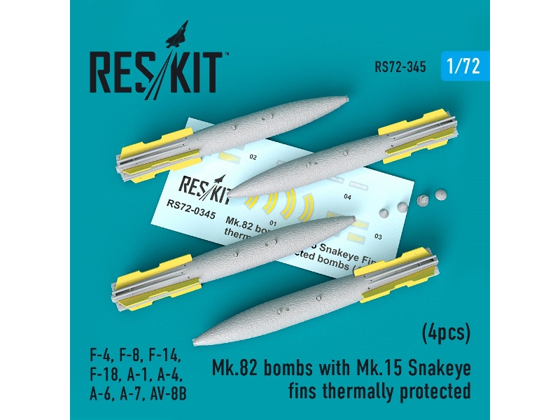 Mk.82 Bombs With Mk.15 Snakeye Fins Thermally Protected (4pcs)(F-4, F-8, F-14, F-18, A-1, A-4, A-6, A-7, Av-8b) - image 1
