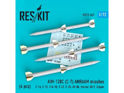 Aim-120c C-7 Amraam Missiles 4 Pcs F-16, F-15, F/A-18, F-22, F-35, Av-8b, Harrier Gr.9, Gripen - image 1