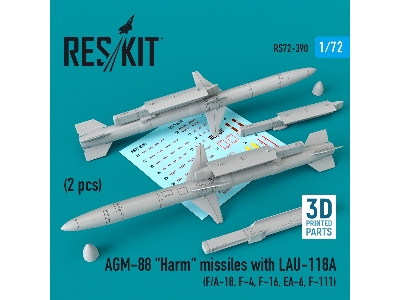 Agm-88 Harm Missiles With Lau-118a (2 Pcs) (F/A-18, F-4, F-16, Ea-6, F-111) (1/72) - image 1