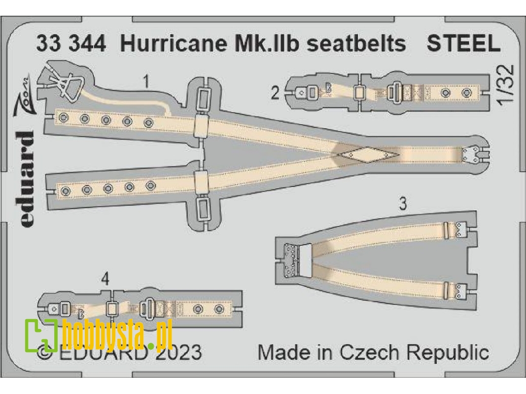 Hurricane Mk. IIb seatbelts STEEL 1/32 - REVELL - image 1