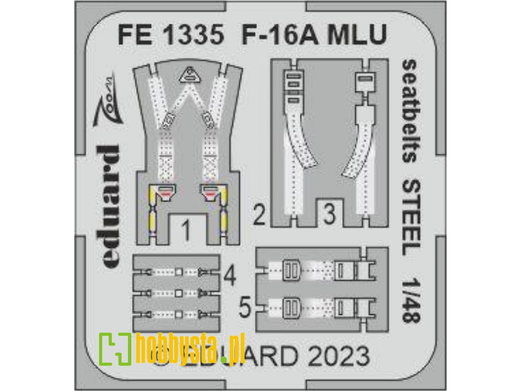 F-16A MLU seatbelts STEEL 1/48 - KINETIC MODEL - image 1