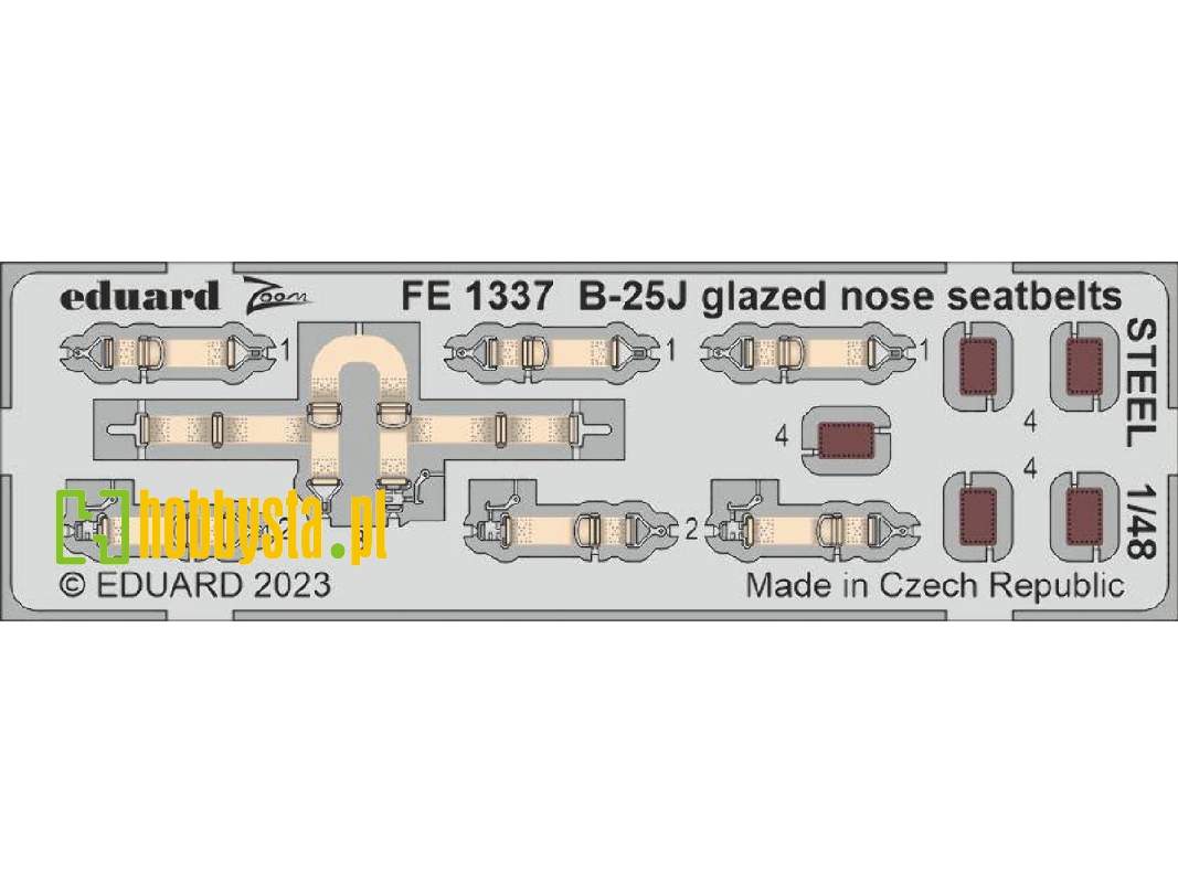 B-25J glazed nose seatbelts STEEL 1/48 - HONG KONG MODELS - image 1