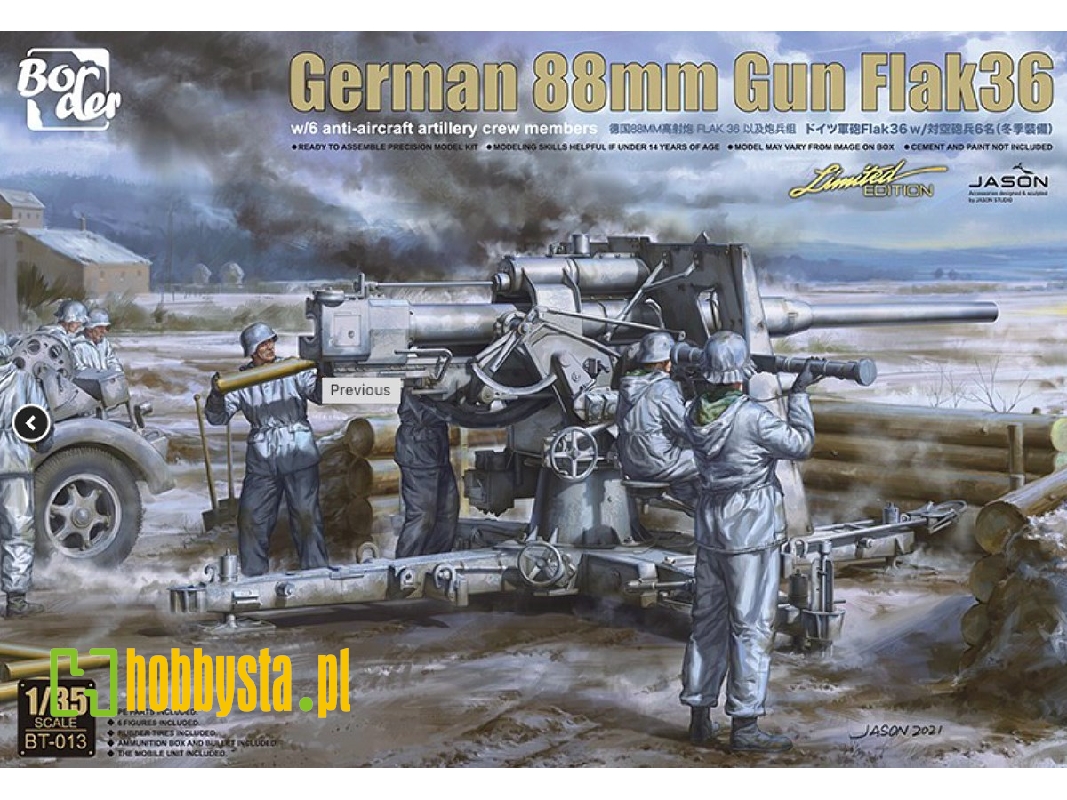 German 88mm Gun Flak 36 W/ 6 Crew Members - image 1