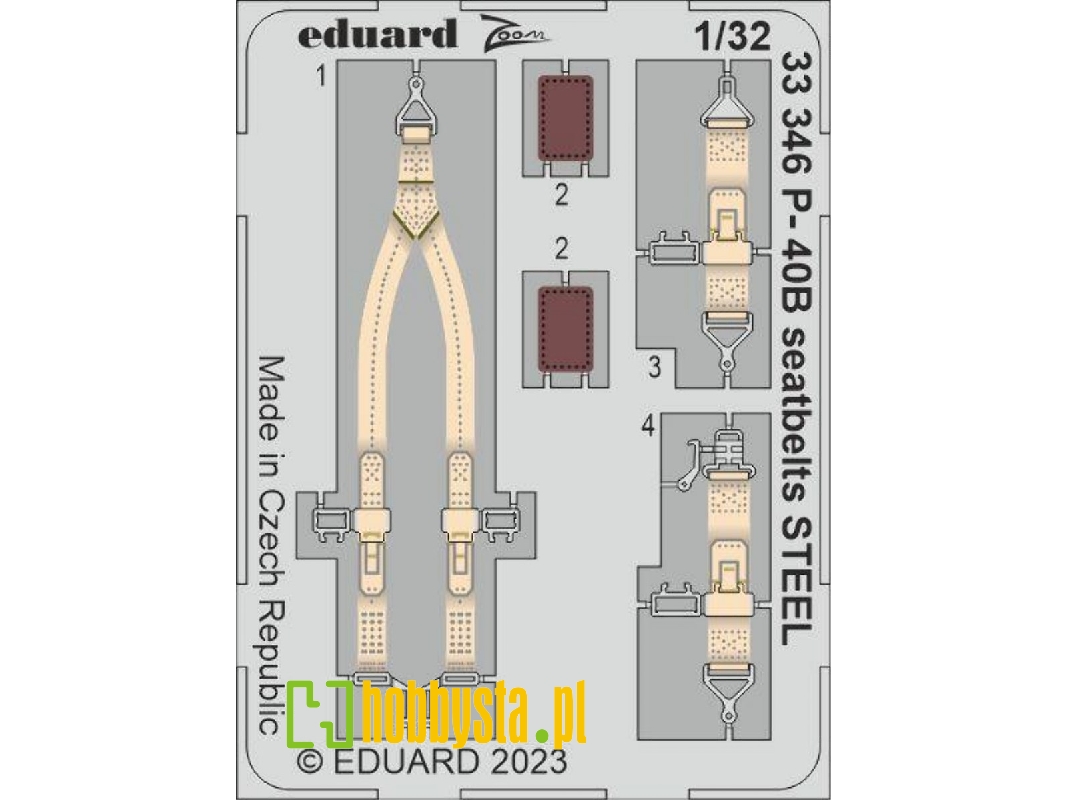 P-40B seatbelts STEEL 1/32 - GREAT WALL HOBBY - image 1