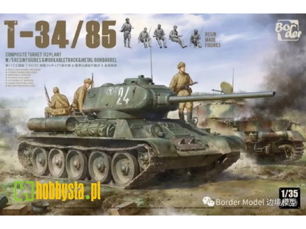 T-34/85 Composite Turret 112 Plant W/5 Resin Figures And Workable Track And Suspension And Metal Gun Barrel - image 1