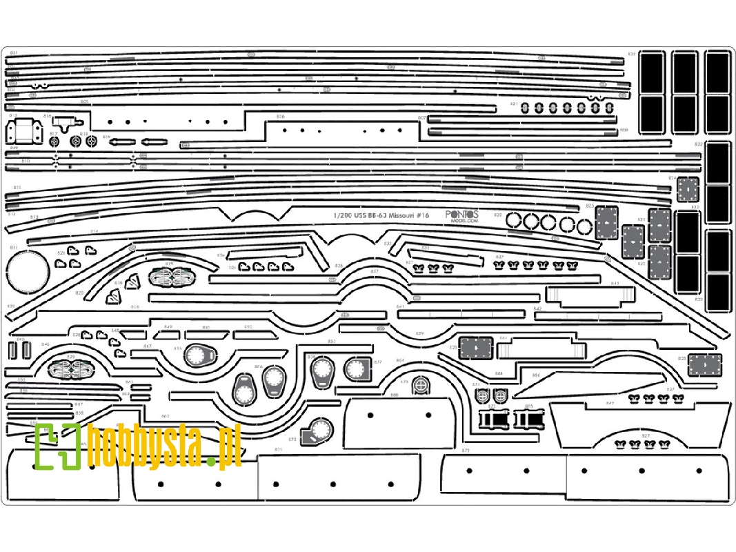 Uss Bb-61 Iowa Wooden Deck 1944 (Teak Tone) (For Trumpeter 03706) - image 1