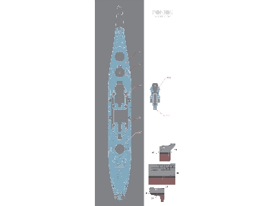 Uss Missouri Bb-63 Wooden Deck Set Blue Deck (For Tamiya) - image 5