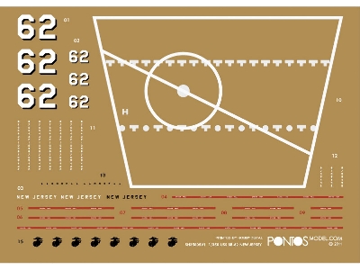 Uss New Jersey Bb-62 Wooden Deck Set (For Tamiya) - image 3