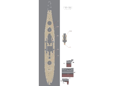 Uss Missouri Bb-63 Wooden Deck Set (Natural Tone) (For Tamiya) - image 2