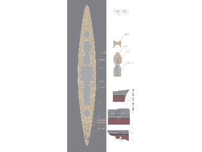 German Battleship Scharnhorst Wooden Deck Set Type 1 (For Dragon) - image 2