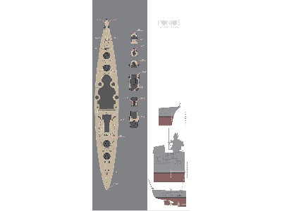 German Battleship Bismarck Wooden Deck Set Type R (For Revell) - image 2