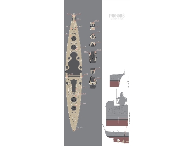 German Battleship Tirpitz Wooden Deck Set Type R (For Revell) - image 2