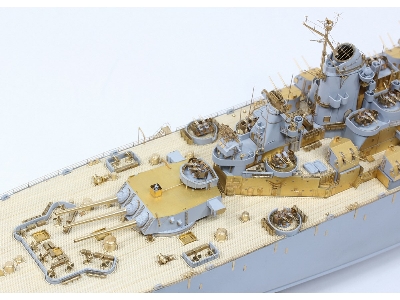 Uss Missouri Bb-63 1945 Detail Up Set (Teak Tone Wooden Deck) (For Tamiya 78008 Or 78018) - image 5