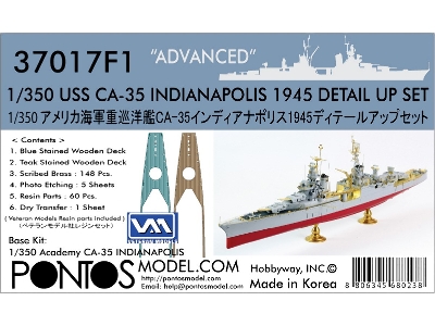 Uss Indianapolis Ca-35 1945 Advanced Detail Up Set (For Academy) - image 1