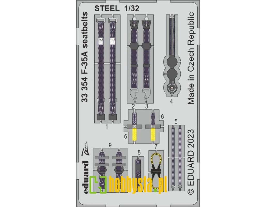 F-35A seatbelts STEEL 1/32 - TRUMPETER - image 1