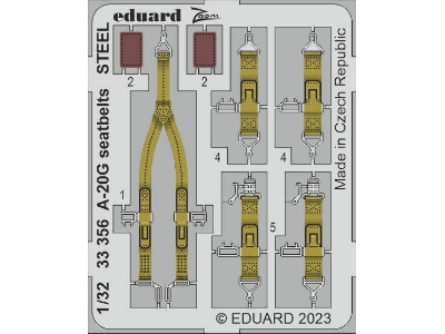 A-20G seatbelts STEEL 1/32 - HONG KONG MODELS - image 1