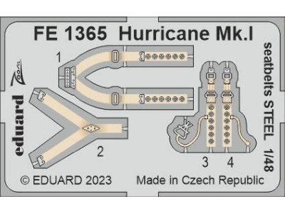 Hurricane Mk. I seatbelts STEEL 1/48 - HOBBY BOSS - image 1