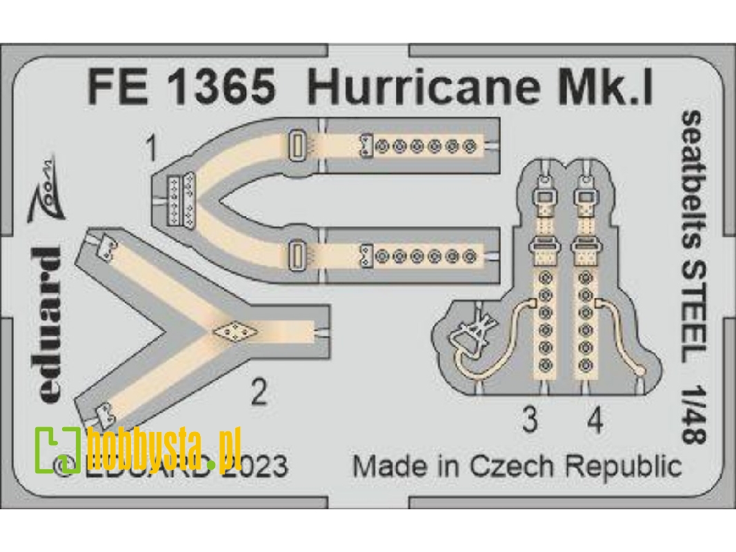 Hurricane Mk. I seatbelts STEEL 1/48 - HOBBY BOSS - image 1