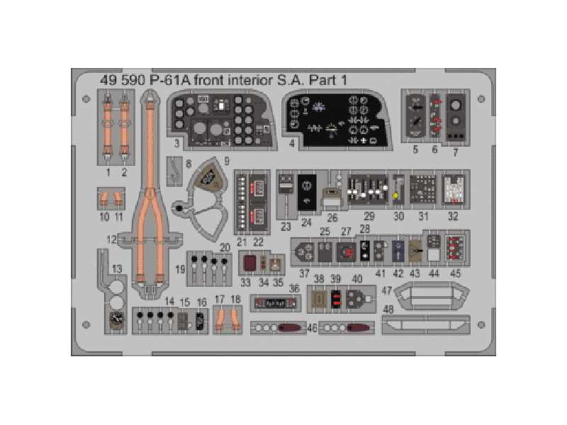 P-61A front interior S. A. 1/48 - Great Wall Hobby - image 1