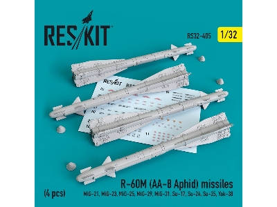 R-60&#1052; (Aa-8 Aphid) Missiles (4 Pcs) (Mig-21, Mig-23, Mig-25, Mig-29, Mig-31, Su-17, Su-24, Su-25, Yak-38) - image 1