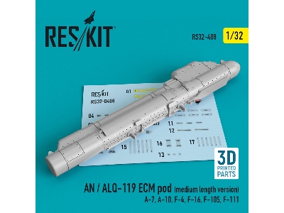 An / Alq-119 Ecm Pod (Medium Length Version) (A-7, A-10, F-4, F-16, F-105, F-111) (3d Printing) - image 1