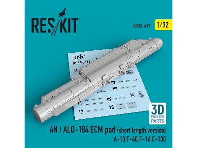 An / Alq-184 Ecm Pod (Short Length Version) (A-10, F-4g, F-16, C-130) (3d Printing) - image 1