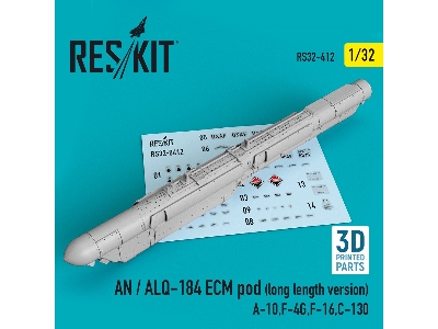 An / Alq-184 Ecm Pod (Long Length Version) (A-10, F-4g, F-16, C-130) (3d Printing) - image 1