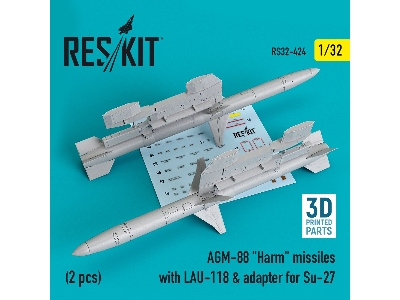 Agm-88 Harm Missiles With Lau-118 And Adapter For Su-27 (2 Pcs) - image 1